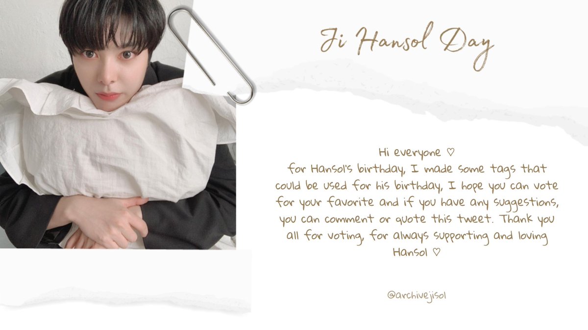 archivejisol's tweet photo. Hi everyone !¡ ♡
here are the tags for Hansol's birthday (in the comments part). thank you 🌸

♡ : #지한솔 #JIHANSOL https://t.co/QDpJHE5G3a