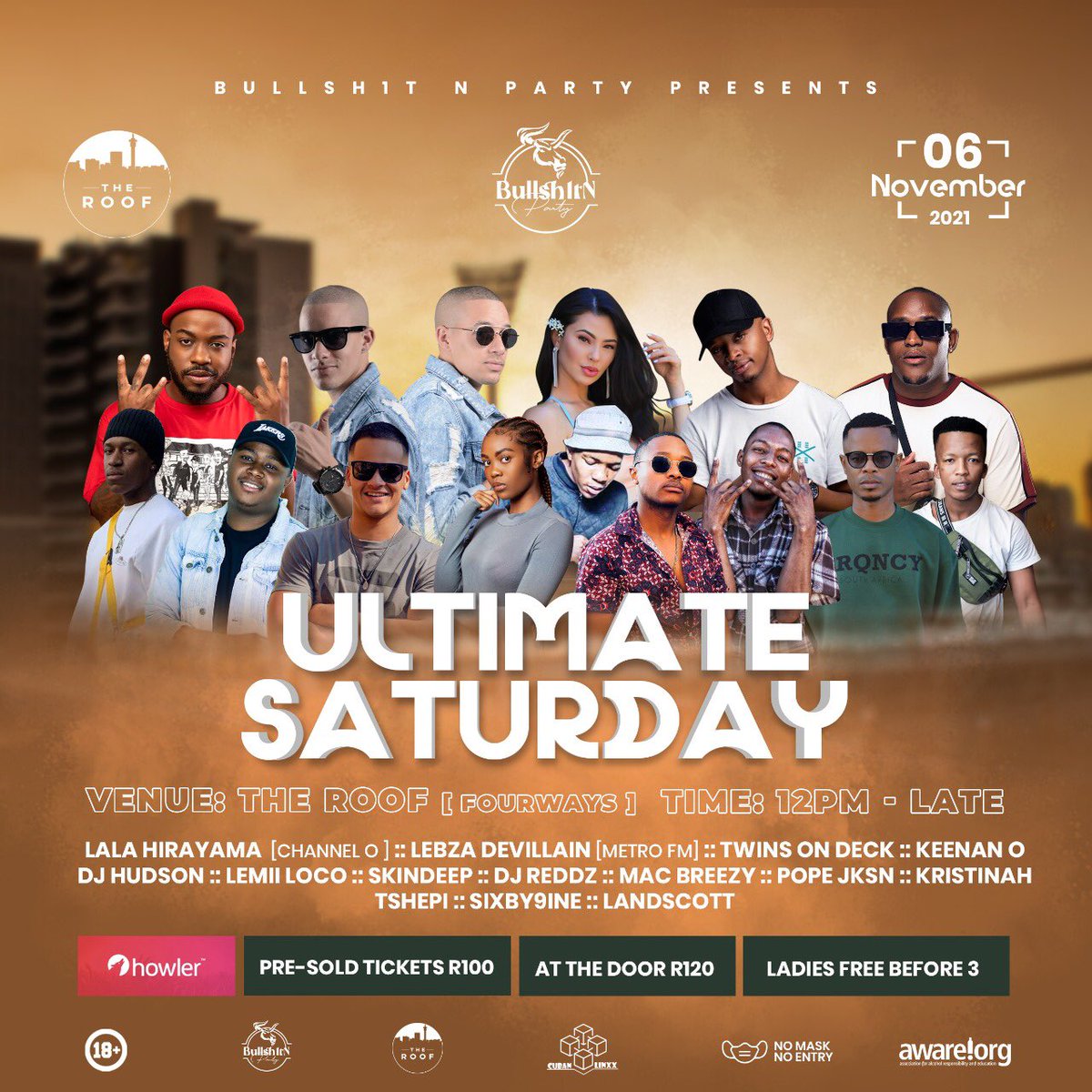 Let’s meet at The Roof in Fourways @bullsh1tnparty