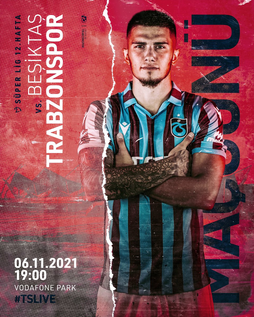 🔥 MAÇ GÜNÜ 🔴🔵 
⚽ Beşiktaş 🆚 Trabzonspor
🗓️ 06.11.2021 Cumartesi
⏰ 19.00
🏟️ Vodafone Park
📲 #BugünGünlerdenTrabzonspor 
#ÇubukluForma