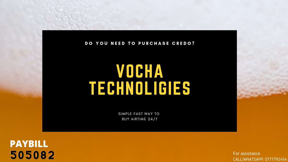 VochaLtd's tweet photo. Top up airtime from us ..use paybill 505082 account is your mobile number https://t.co/HAP7bvDQAL