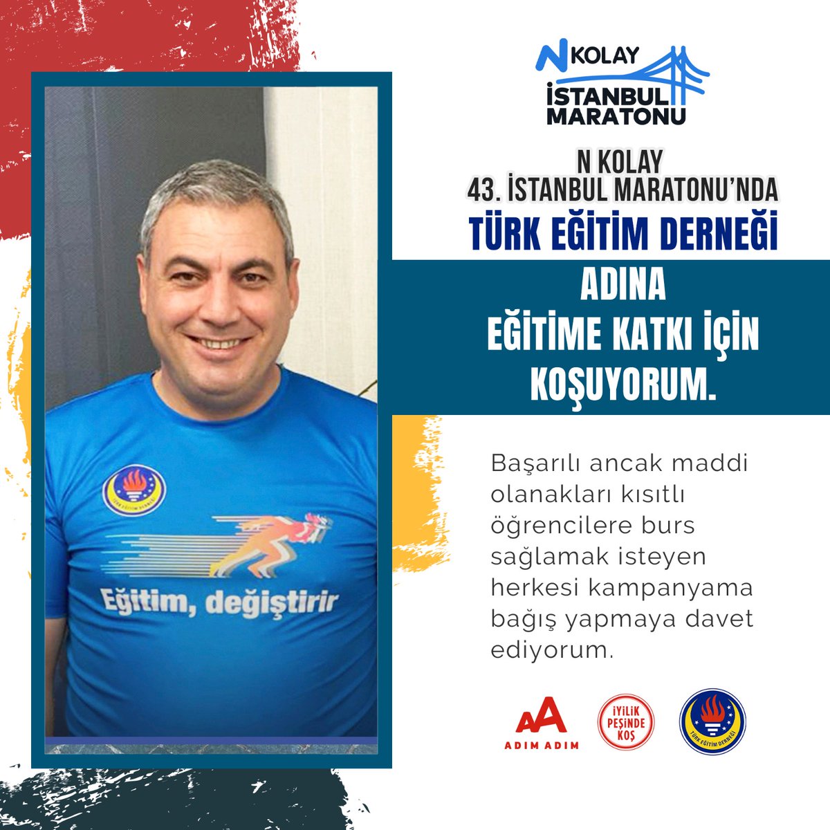 Yardımseverlik koşusu, sadece bağış demek değildir. Aynı zamanda kalbinizi ısıtan bir sevgidir.
Sizde sosyal çevrenize  duyurun.
BU SAYEDE İYİLİĞİN BİR PARÇASI OLUN...
<a href="/TED1928/">Türk Eğitim Derneği</a> <a href="/tededirnekoleji/">TED Edirne Koleji</a> <a href="/Nesimiba/">nesim iba</a> <a href="/ArzuAkinAydin/">Arzu</a> <a href="/kaansezgin/">Kaan Sezgin</a> <a href="/sibelyildriim/">sibel yıldırım</a>