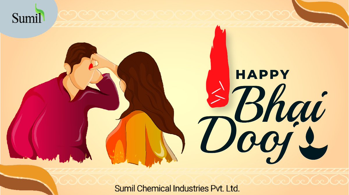 SumilLtd's tweet photo. Let's celebrate the unbounding relation of brother and sister. Wishing you all a healthy &amp; a Happy Bhai Dooj. 

#sulphurmillslimited #sumilchemicalindustries #happybhaidooj #bhaidooj #bhaidoojspecial #bhai #bhaibehen #love #brothersisterlove #festival #bhaidoojgifts https://t.co/qzIFnJYSoa