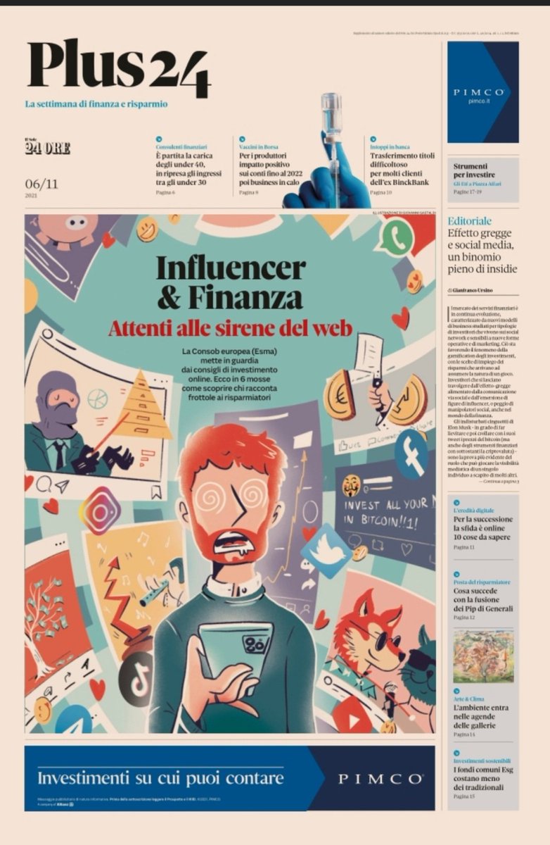 vdangerio's tweet photo. L'autorità di vigilanza europea (@ESMAComms ) mette in guardia dai consigli finanziari online: ecco 6 regole per difendersi dalle sirene del web. Su #Plus24 il settimanale di risparmio e investimenti del @sole24ore @adrianoattus @g_ursino @robertobernabo @2didenari @anasfCF https://t.co/aY0NBXyWaQ