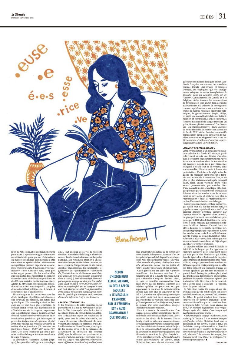 mcmaheas's tweet photo. Quoiqu’on pense de l’écriture inclusive, cette analyse poussée de l’évolution de notre langue est à lire: c’est au XVIIe s que le basculement se produit et que les femmes sont évacuées du discours public ⁦@lemondefr⁩ ⁦@BrigitteGresy⁩ ⁦@RaphaelHaddad⁩ https://t.co/Apvm2xS0IV