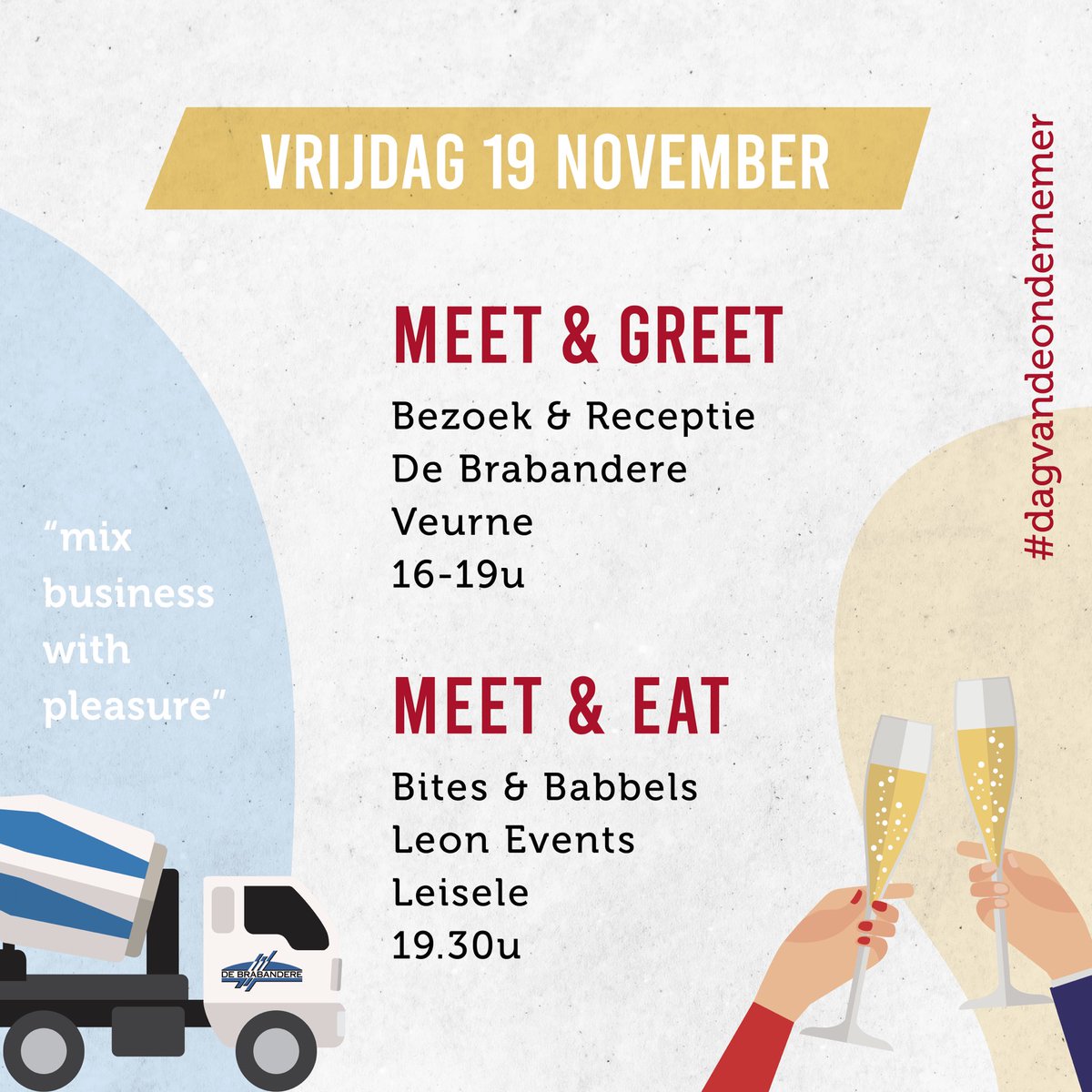 Dag van de Ondernemer 19/11. Unizo afdelingen Koksijde, De Panne, Nieuwpoort, Veurne, Alveringem, Lo-Reninge slaan de handen in elkaar 💪 voor een topdagje voor en door ondernemers. #unizo #dagvandeondernemer <a href="/gem_Koksijde/">Koksijde</a>