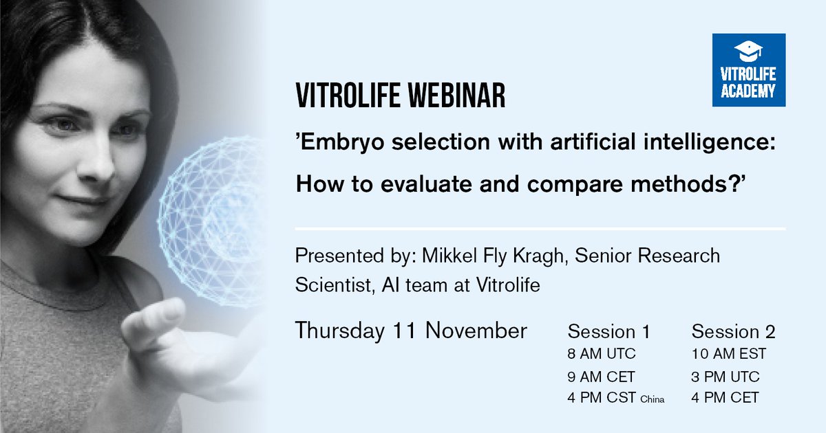 VitrolifeIVF's tweet photo. Save your place for the webinar “Embryo selection with artificial intelligence: how to evaluate and compare methods?”. It´s based on the paper, with the same name. https://t.co/qFslvOAYZs
Save your place: https://t.co/FoUcKdwnXT
#Vitrolife #IVF #fertilitytreatment #idascore https://t.co/fCRl6fMvLd