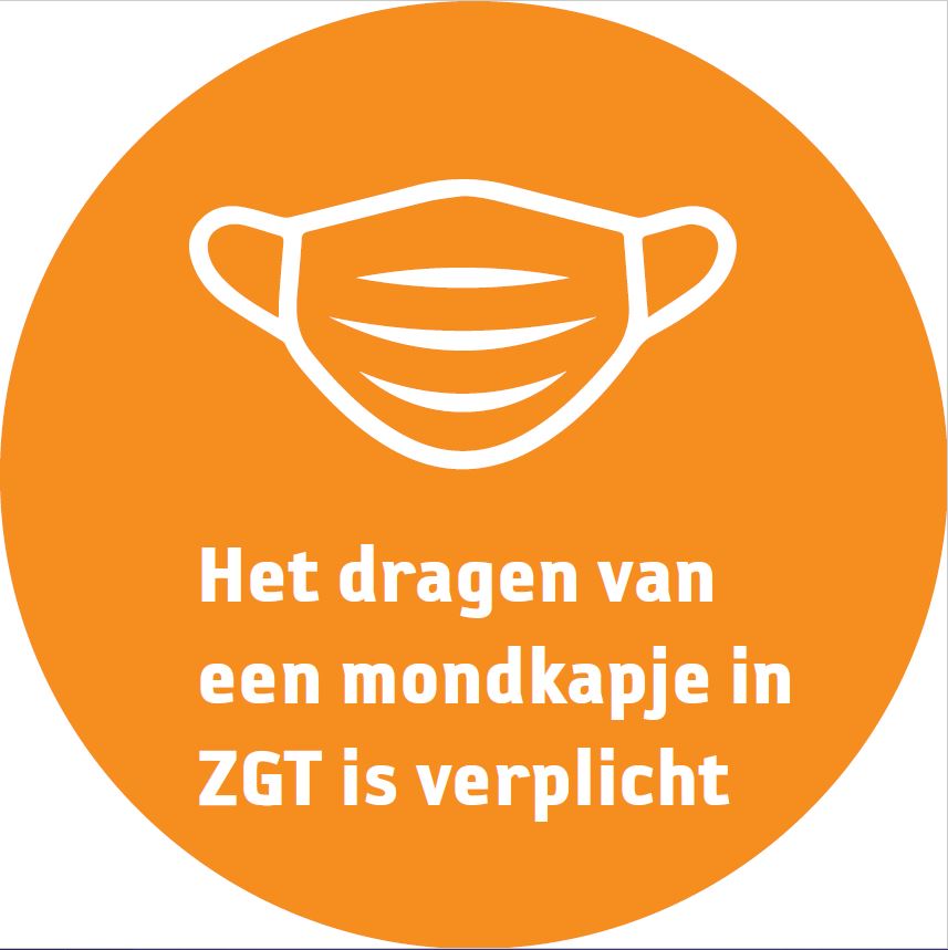 😷 Vanaf vandaag is het dragen van een mondkapje in ZGT weer verplicht.

❓ Het kan zijn dat u u om een medische reden geen mondkapje kan dragen. Bijvoorbeeld omdat u een longziekte heeft. Dan geldt er voor u een uitzondering.