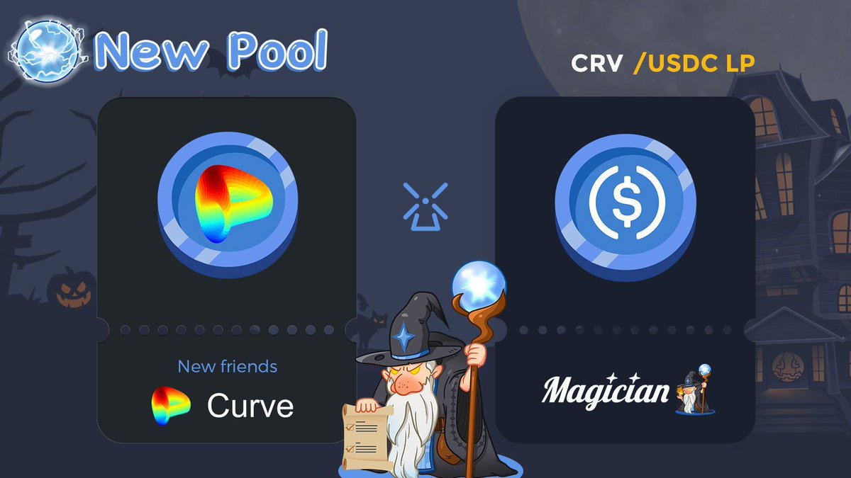 🧙🏻‍♂️ #Magician New Farm &amp; Trade Mining 

🪄 Stake $CRV-USDC LP, Earn MBT

🪄 Trade CRV-USDC, Earn $MBT

⏳ Go live at 11 AM UTC, Nov 7

buff.ly/3CyF36e

<a href="/CurveFinance/">Curve Finance</a> <a href="/0xPolygon/">Polygon | POL</a> #Polygon