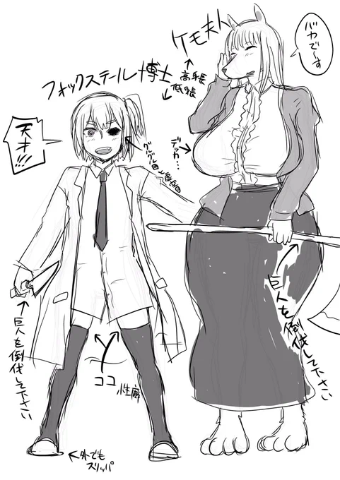 フォックステール博士とケモ夫人、バカと天才のヒトケモ身長差百合カップル性癖のデパート 