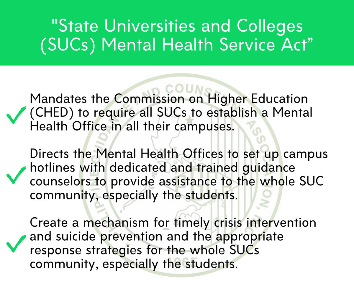 OfficialPgca's tweet photo. Here are the updates and salient points of House Bill 10284 otherwise known as the " State Universities and Colleges (SUCs) Mental Health Service Act".
Let us make this dream a reality.
#PGCAcares #PGCAASPIRE #1BigFight4Counselors https://t.co/eAygl314vV