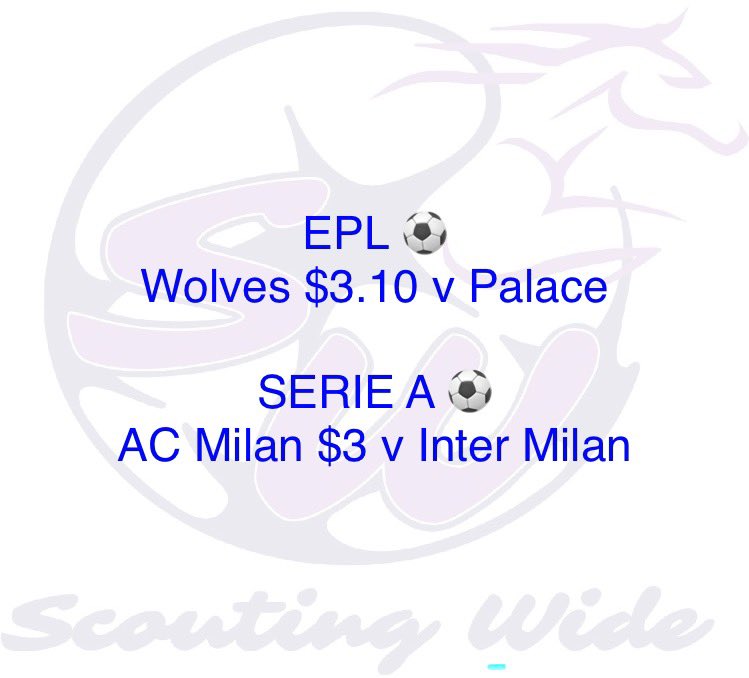 scoutingwide's tweet photo. Couple of ⚽️ tips to sink your teeth into this weekend! #bestroughiesinthebusiness #happypunting #scoutingwide #seriea #epl https://t.co/lITreGWUYK