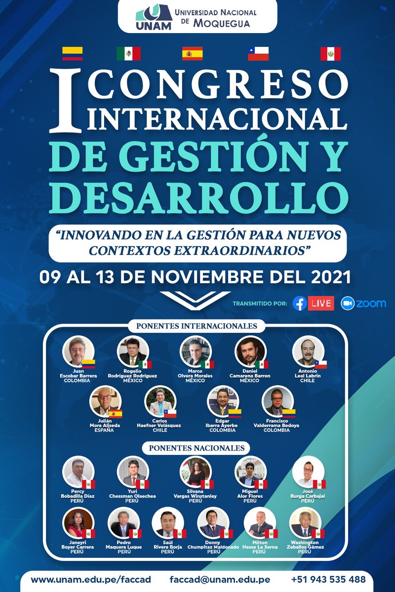 RedDolac's tweet photo. I - Congreso Internacional de Gestión y Desarrollo: Innovando la gestión en los nuevos contextos.
✅INSCRIPCIONES GRATUITAS: https://t.co/LefXXG5cpP
✅ Correo: faccad@unam.edu.pe  / Whatsaap:  +51 943535488  
#RedDOLAC #Congreso #Gestión #desarrollo #innovacion #universidad https://t.co/vRTPkfC8X9