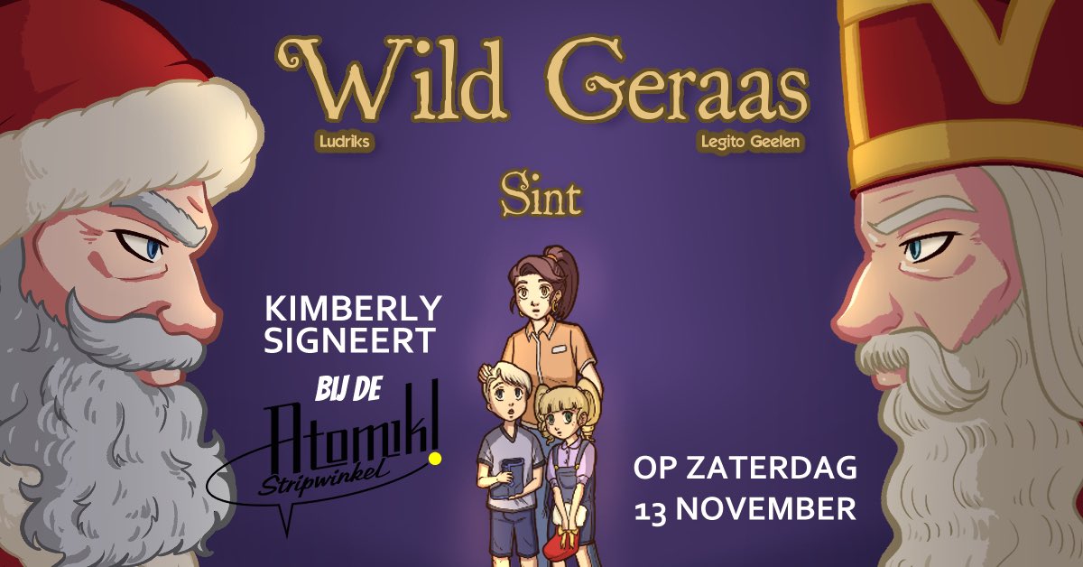 MenluComics's tweet photo. Volgende week als #Sinterklaas aankomt in Sittard signeert @Kimmicomics ‘Wild Geraas’ van 13:00u - 15:00u bij @stripwinkel Atomik: https://t.co/JFcLPSZ7bw