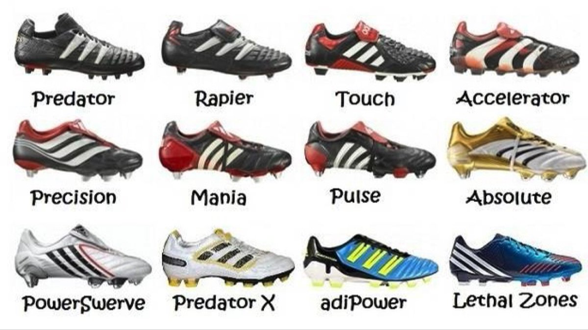 SundayShoutsFC's tweet photo. RT if you ever owned a pair of these footy boots. 🖤❤️🤍💙💛 https://t.co/kQCjUPscql