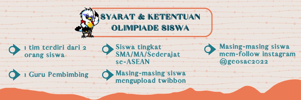 geosac2024's tweet photo. HELLO GEOGRAPH 👋👋 

Lero datang lagi membawa info nih !!!

📋Berikut Syarat dan Ketentuan Olimpiade Siswa📋

 #GeosmartCompetition #Geosac #Geography #competition #Geosac2022 https://t.co/6SoBCTAzfF