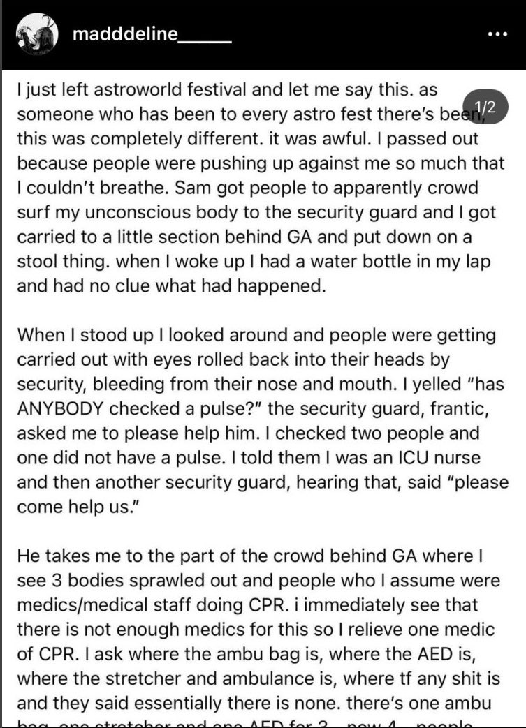 semaj_htx's tweet photo. this… is fucking insane. a sad day in h-town, RIP to the 8 lives lost &amp; i hope everyone else is okay/makes it home safe🙏🏽 #ASTROWORLDFest https://t.co/rwamURXlfn