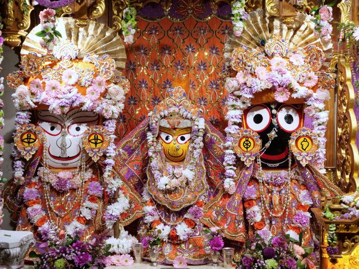 iskconlondon's tweet photo. Today's Deity darshan on the occasion of Purple &amp; Orange #festival #krishna #radharani #radhakrishna #girigovardhan #gauranitai #jagannath #baladev #subhadra #srilaprabhupada https://t.co/fivLJeoDrt