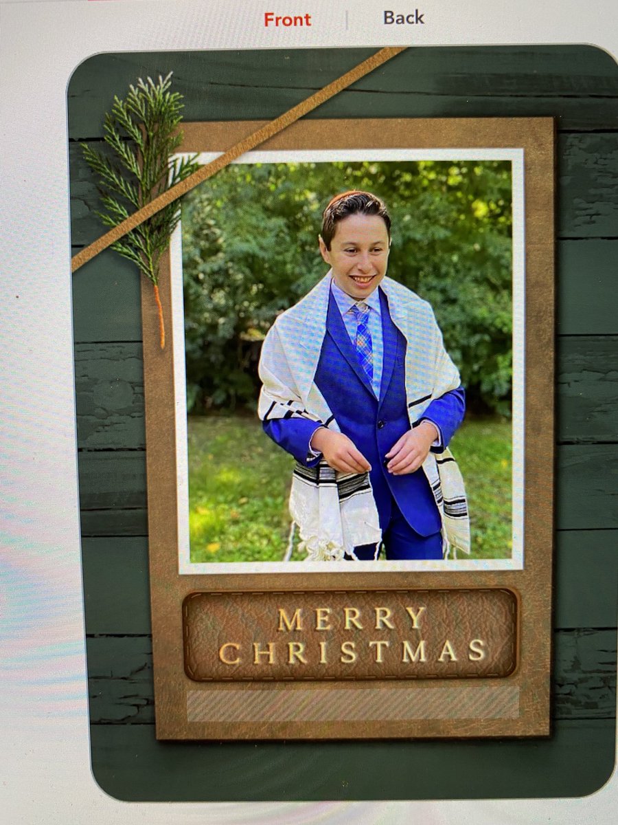 Dear Shutterfly Thanks for creating this lovely holiday card of my son at his Bar Mitzvah. While I will not be sending it, I will use it to teach my 7th graders IRONY. ⁦<a href="/Shutterfly/">Shutterfly</a>⁩