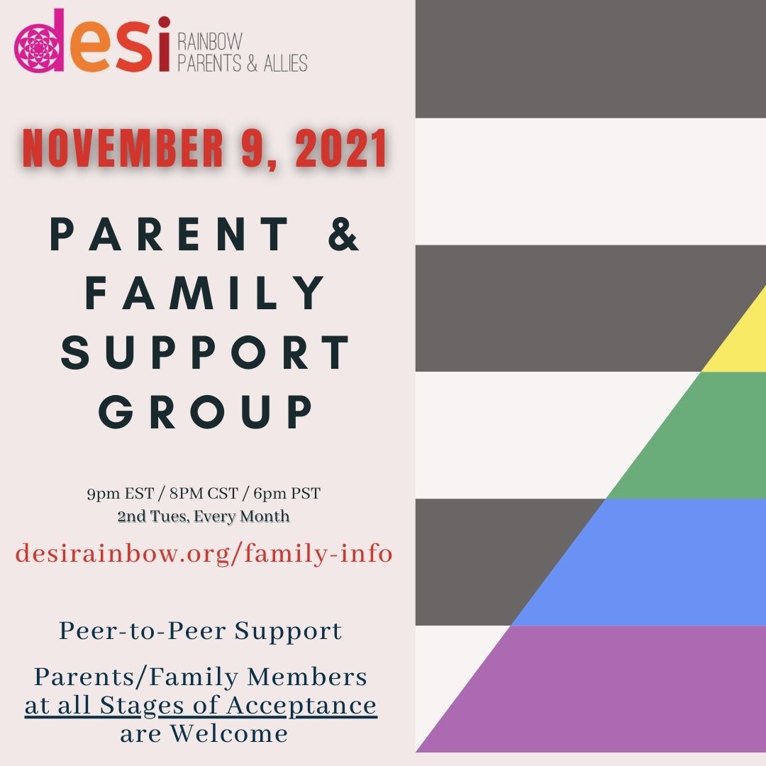 desirainbow1's tweet image. Join parents and other allied family members at our next virtual support group on Tuesday.
Register: desirainbow.org/family-info
#peersupport #supportgroup #virtualsupportgroup #desirainbow #desifamily #desiparents #desigrandparents #desisibling #desiqueer #lgbtqia #transgender