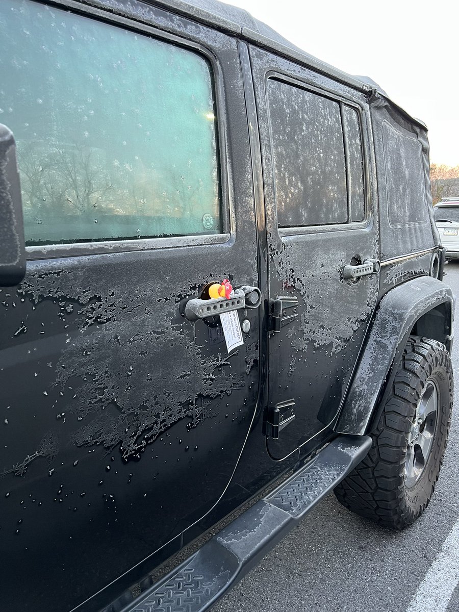 Things got a little happier in Happy Valley this morning. All the Jeeps at The Penn Stater were ducked. Thank you for jump starting my day. #duckduckjeep #duckingjeeps.