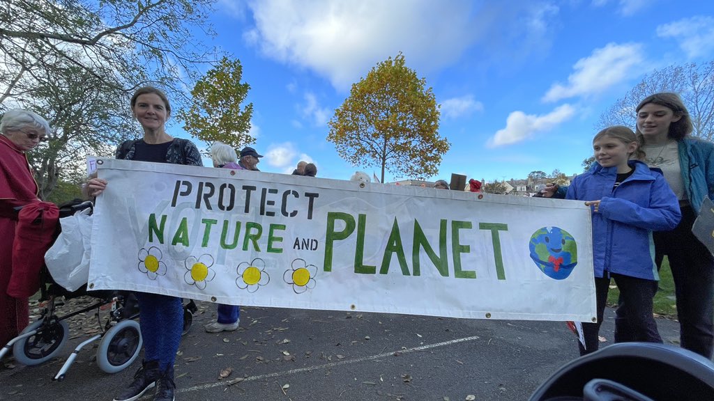 _StevenWebb's tweet photo. Amazing turnout in Truro today for #cop26 #ClimateChangeMarch https://t.co/N5Z1U7t2mW