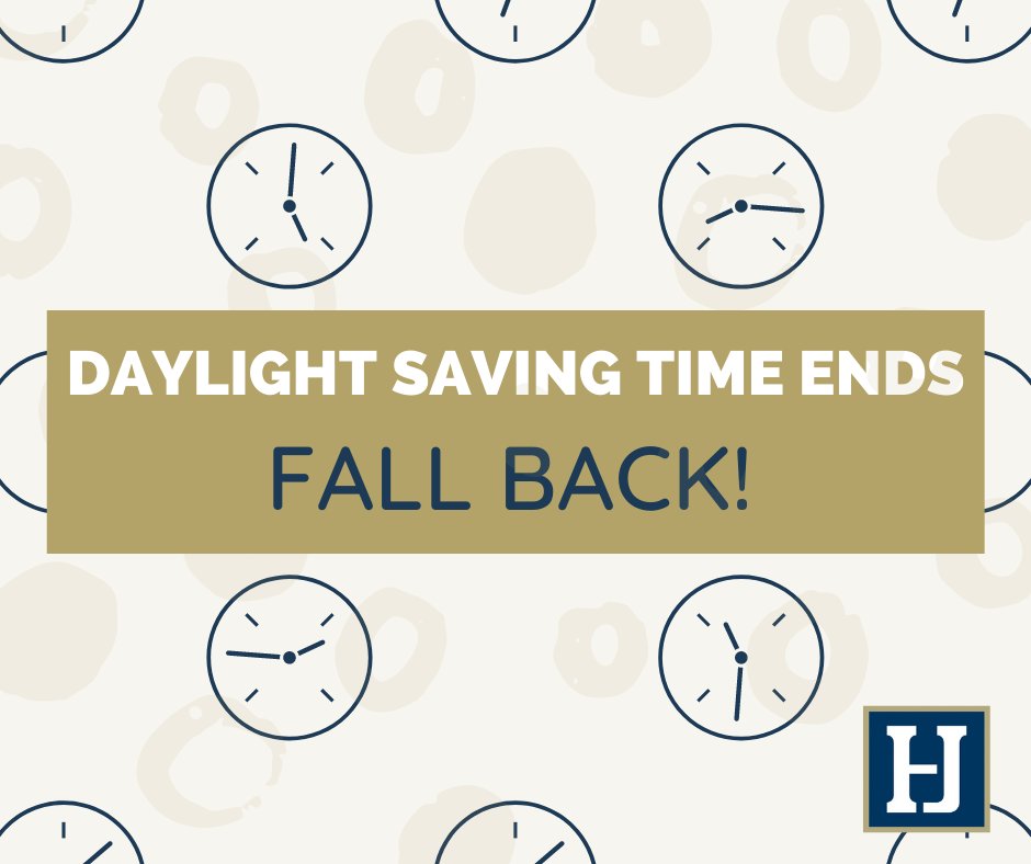 HHJcertifiedpa's tweet photo. Daylight saving time ends on Sunday, November 7, at 2 a.m.

Don't forget to set your clocks back one hour.

#HHJCPA #FallBack #DaylightSavingTimeEnds https://t.co/YJpowqcAIi