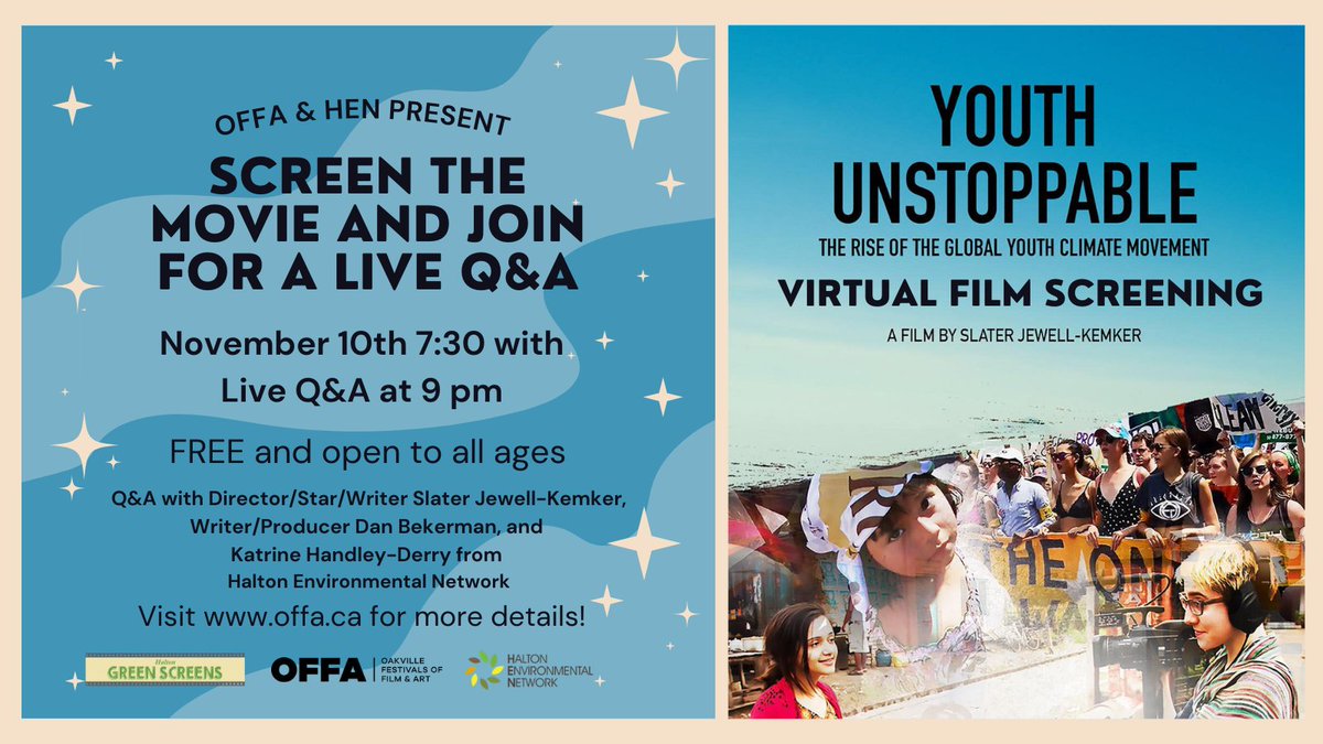 Join November 10th at 7:30 for a Free Screening of Youth Unstoppable, then stay for a LIVE Q&amp;A at 9 pm with Live Q&amp;A with special guests

Use HENOFFAcomp2021 for discounted ticket, get your tickets at  buff.ly/31oJrHl 

<a href="/theOFFA/">OFFA</a> <a href="/yuteunstoppable/">YouthUnstoppable</a>