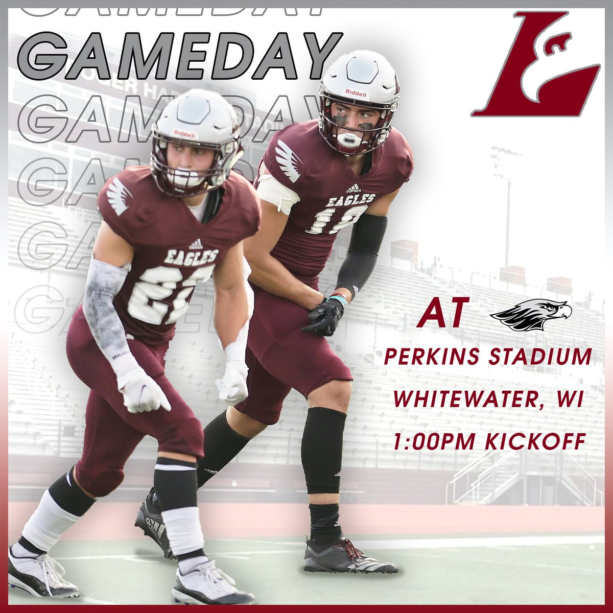 UWLEagleFB's tweet photo. Here we are. Its GAMEDAY!!

🕐 1:00PM CST
🏟 Perkins Stadium
🖥 https://t.co/XjNjWJTsru

#TheExperience #d3fb https://t.co/0XFQBsmGnH
