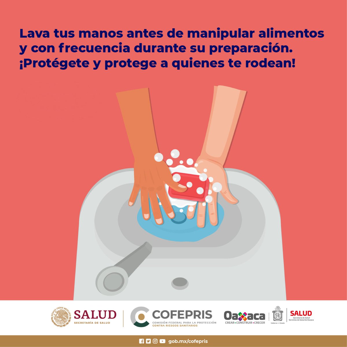 SSO_GobOax's tweet photo. Antes de comer, ir al baño o al manipular alimentos, el lavado correcto de manos es la forma rápida, económica y sencilla para prevenir enfermedades.

#SiTeCuidasTúNosCuidamosTodos
#MeCuido #PorAmorALaVida https://t.co/FVgD68wvL3