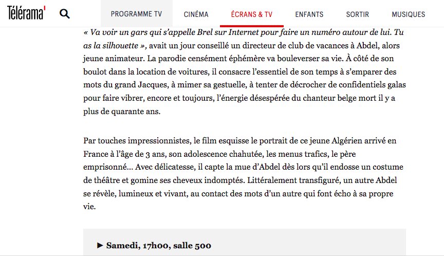 A 17h, au <a href="/forumdesimages/">Forum des images</a>, retrouvez Que l’amour, en présence de Laetitia Mikles et d’Abdel Khellil, dans le cadre du festival des étoiles organisé par la <a href="/webscam/">LaScam</a> 
Un documentaire recommandé par <a href="/Telerama/">Télérama</a>