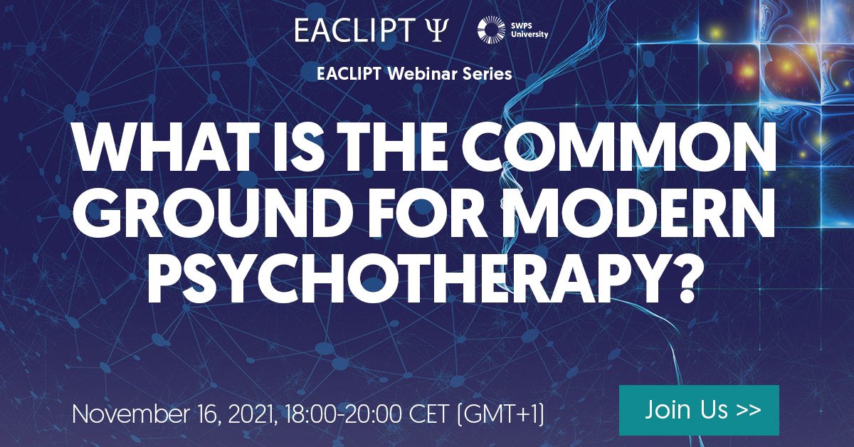 EACLIPT (@eaclipt) on Twitter photo cognitive, dynamic, systemic - all of it? does it even matter? where’s the magic in psychotherapy? 🤓🪄
come & find out in our webinar on Nov 16, 18:00-20:00 CET with profs. Hofmann, Barber, Wimpold & <a href="/psalkovskis/">Paul Salkovskis</a>!
reserve your free spot now: english.swps.pl/eaclipt cognitive, dynamic, systemic - all of it? does it even matter? where’s the magic in psychotherapy? 🤓🪄
come & find out in our webinar on Nov 16, 18:00-20:00 CET with profs. Hofmann, Barber, Wimpold & <a href="/psalkovskis/">Paul Salkovskis</a>!
reserve your free spot now: english.swps.pl/eaclipt