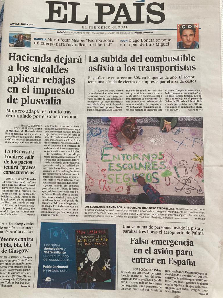 RevueltaEscolar's tweet photo. El diario @el_pais lleva hoy las reivindicaciones de la @RevueltaEscolar en portada.
Es vital, urgente y, sobre todo, es posible minimizar riesgos en los entornos escolares. Tenemos las herramientas y el marco para poder hacerlo. Hagámoslo. YA. https://t.co/ptQ8o0f0dp