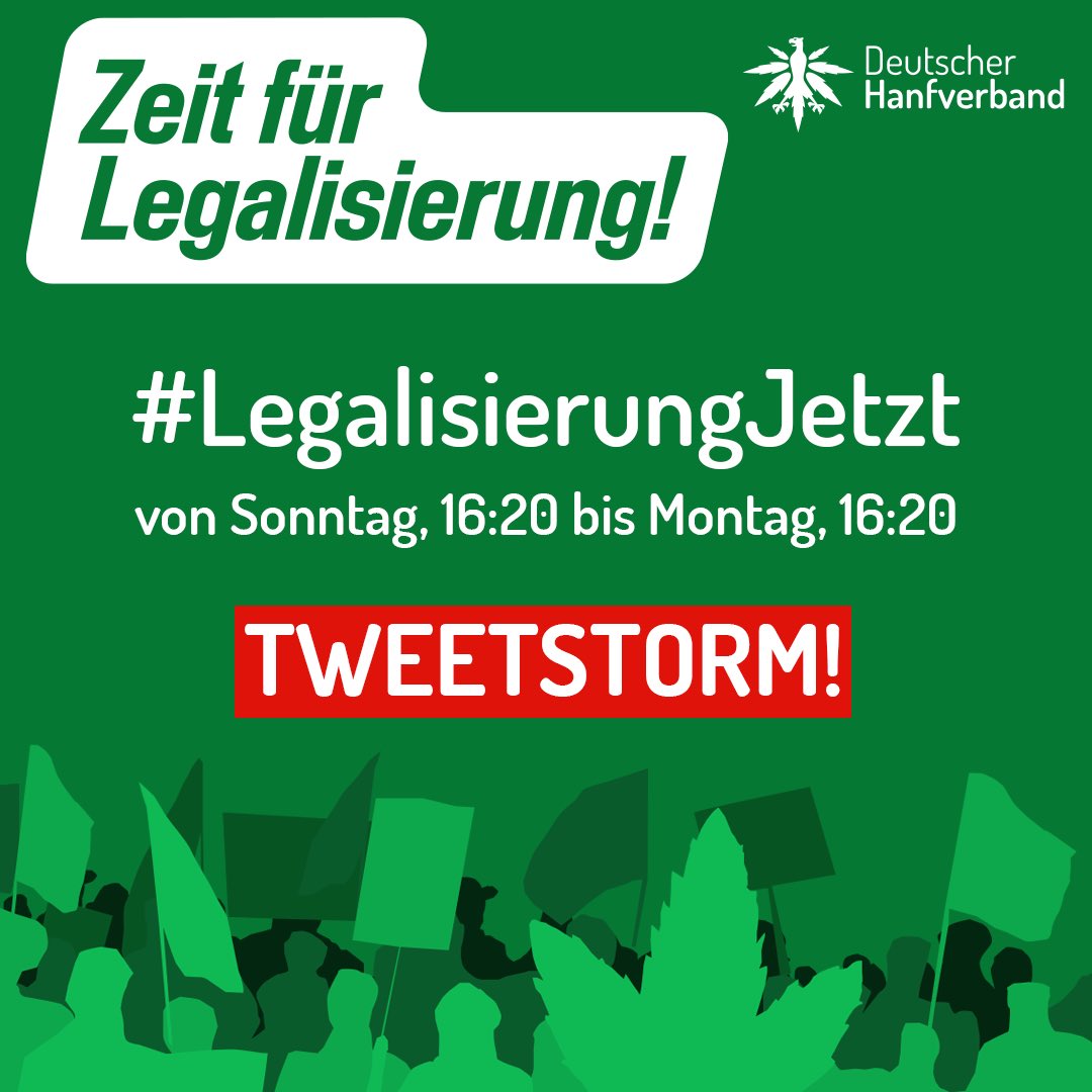 hanfverband's tweet photo. Am Montag, den 8.11., geht es in den Koalitionsverhandlungen darum, ob Cannabis legalisiert wird oder nicht.

Deshalb von Sonntag 16:20 bis Montag 16:20 nochmal unsere Botschaft in die Trends: #LegalisierungJetzt https://t.co/AmwEY1DOiX