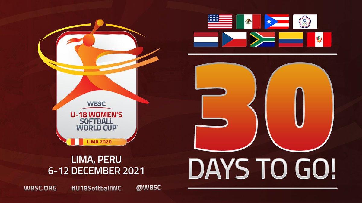 30 days to the WBSC U-18 Women's Softball World Cup 🥎🏆 in Lima 🇵🇪!! 

#U18SoftballWC