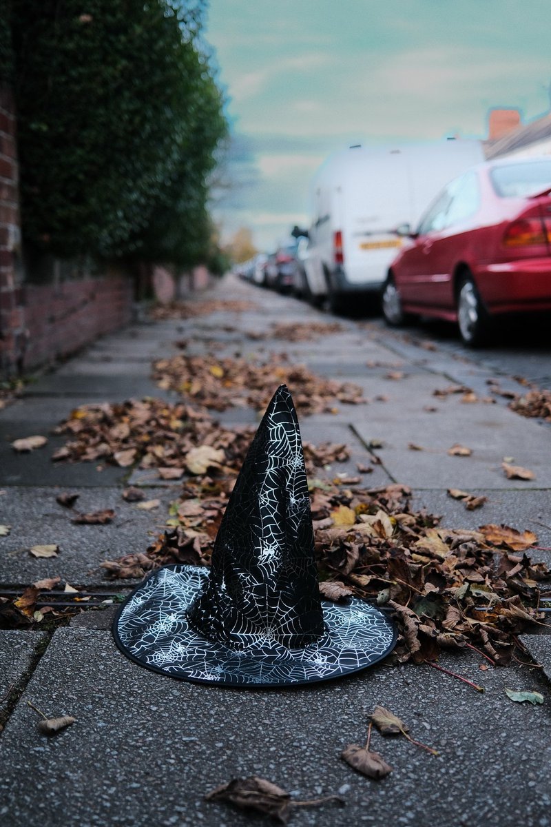 Random Saturday - a witches hat left in the street. #fujifilm #candid #streetphotography #newcastlelife #thecamerabastard #ncl_spc #ne1streetcollective #Christochrome #Halloween #witcheshat