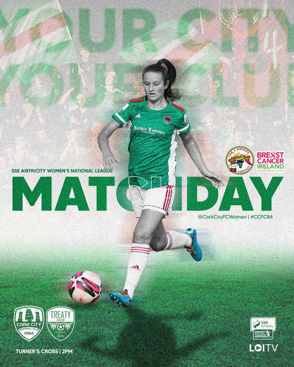 CorkCityFCWomen's tweet photo. #TheDriveFor2K - 𝐈𝐓'𝐒 𝐌𝐀𝐓𝐂𝐇𝐃𝐀𝐘

🆚 Treaty United
🏟 Turner's Cross
🏆 SSE Airtricity League
⌚ 2PM
📺 https://t.co/Xof98tL0oP
🎟 https://t.co/G0BUU5FD26

#CCFC84 | #LOITV https://t.co/BLEBnYdcOE