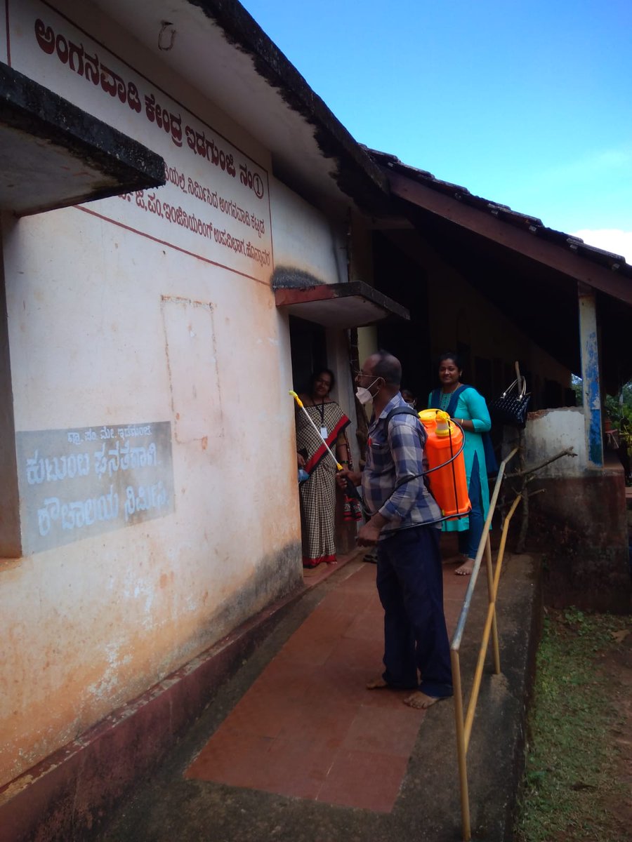 HonnavarTaluk's tweet photo. Anganwadies are being sanitised today(06/11/2021) across the Honnavar Taluk ,to welcome children on 08/11/2021 https://t.co/gT3blWmWiK