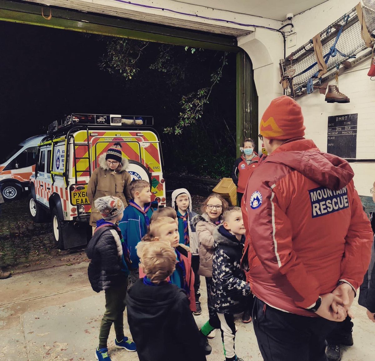 ASJScouts's tweet photo. The Beavers had a fantastic night at Bolton Mountain Rescue on Thursday. They where shown the vehicles and all the equipment that is needed for call outs. The evening ended with a Beaver Team rescue of Rocky the bear! A big THANK YOU to @BoltonMRT for a great evening! https://t.co/LOtUezzMCZ