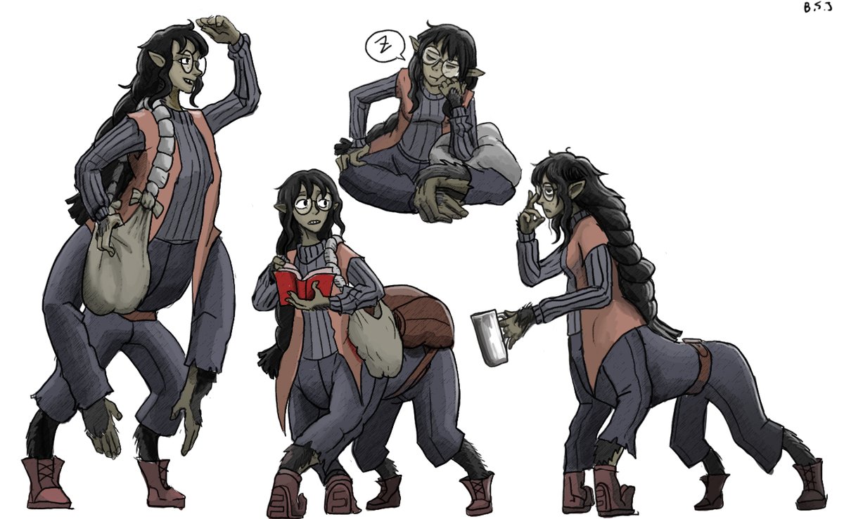 BaekMaddison's tweet photo. While taking some rest from game development, I drew characters related to my other world-building project. The main gimmick is, the vertebrates in this universe are hexapods. https://t.co/xSPuHNA5Xp