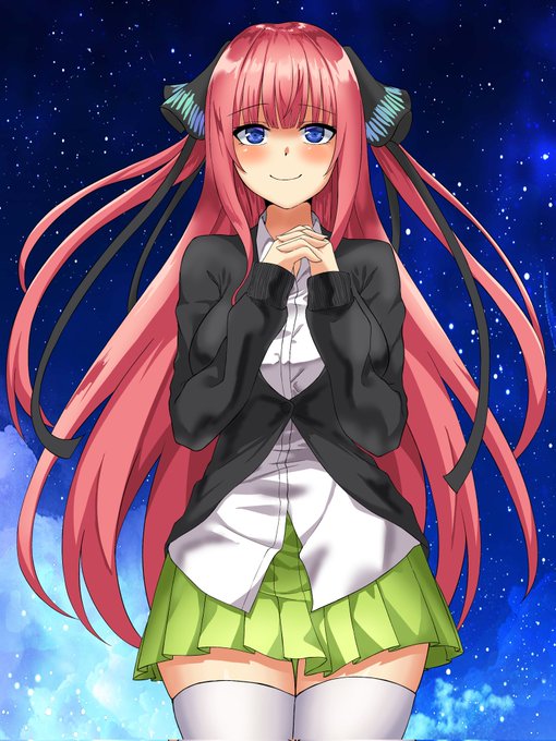 ĦopΡo♧さんがTwitterに投稿した中野二乃(五等分の花嫁)のイラスト。