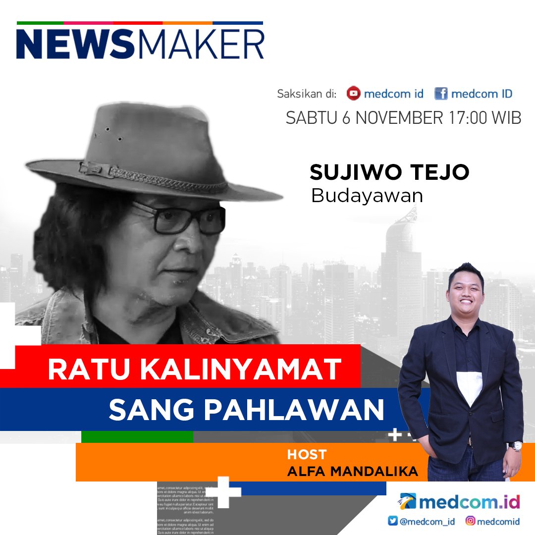 Menyambut hari Pahlawan 10 November, mari kita menengok sejarah heroik Indonesia sebagai bangsa pelaut, khususnya sosok Ratu Kalinyamat.

Ikuti perbincangan menariknya dalam program #Newsmaker <a href="/medcom_id/">medcom_id</a>  dengan budayawan, Sujiwo Tedjo hanya di link 

bit.ly/3CU83pj