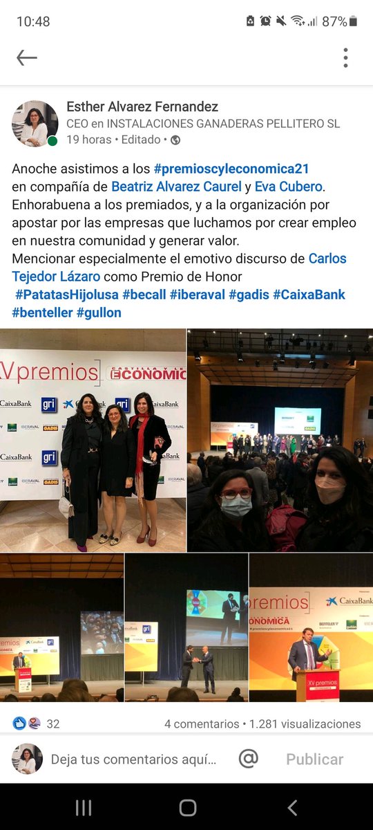 Anoche asistimos a los #premioscyleconomica21 en compañía de Beatriz Alvarez Caurel y Eva Cubero. Enhorabuena a los premiados, y a la organización por apostar por las empresas que luchamos por crear empleo en nuestra comunidad y generar valor.