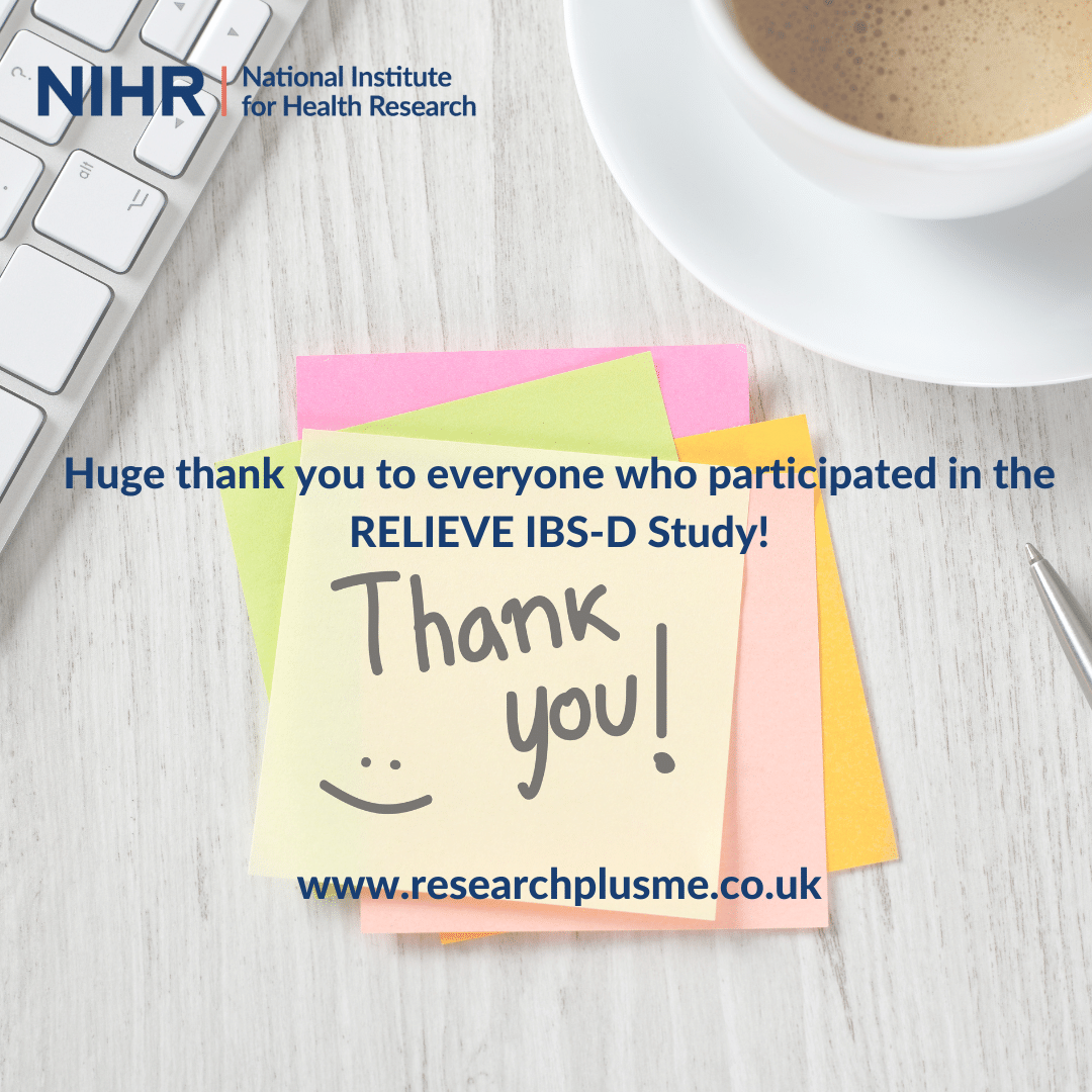 ResearchPlusMe's tweet photo. Thank you to all the amazing volunteers who joined #ResearchPlusMe Online Registry and helped us to recruit participants to the #Relieve #IBS-D study.
@PRCNewcastle @NewcastleHosps https://t.co/WyEWTchJFa