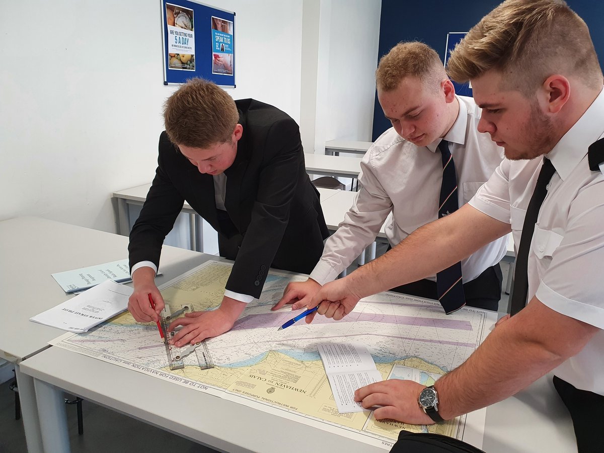 ssmarineschool's tweet photo. Our Phase 1 Deck Cadets have been practicing their Bridge #Watchkeeping skills using chartwork and our portable simulator. 

Find out more about the role as a Navigation Officer at our open day NEXT SATURDAY! 🌊 

Register now: ➡️ https://t.co/cpl55mwf37 

#SAT13TH #OPENDAY https://t.co/zuh1n0JetC