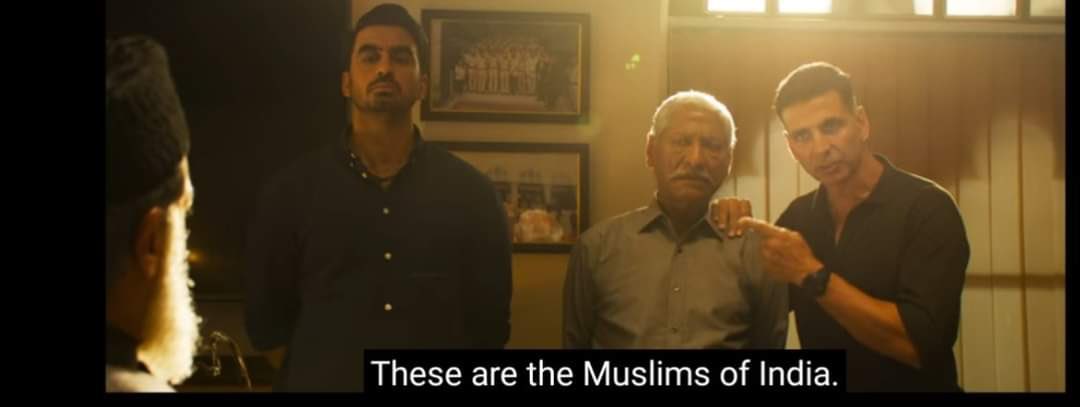 isaifpatel's tweet photo. Sooryanshi fuels the deeply Islamophobic ‘Good Muslim vs Bad Muslim’ narrative.

In this scene, it establishes that Indian/acceptable Muslims are those who work for the ATS, wearing no identity markers whereas the terrorists are visibly Muslims with long beards and skull caps. https://t.co/DOhguNYB10