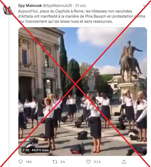 AfpFactuel's tweet photo. 🇮🇹 Un rassemblement d'hôtesses de l'air en Italie protestant contre leur licenciement pour avoir refusé d'être vaccinées ? 

❌ Les manifestantes dénonçaient des suppressions d'emplois liées à la fin d'activité de la compagnie aérienne Alitalia ➡️ https://t.co/3G51axAO77 #AFP https://t.co/efwMFBvwBR