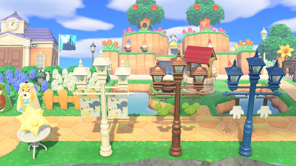 ow_jiro's tweet photo. ディズニー島作ってる方に使って頂きたい、はたつきのがいとうマイデザイン3種盛り出来ました🙌

・ディズニーシー20周年タペストリー風
・ミッキー型トピアリー風
・トゥーンタウンの街灯風

パークの雰囲気伝わったら嬉しいです😊

#あつ森 #どうぶつの森
#AnimalCrossing 
#ACNHDesign #ディズニー https://t.co/gWpvlcNBOr