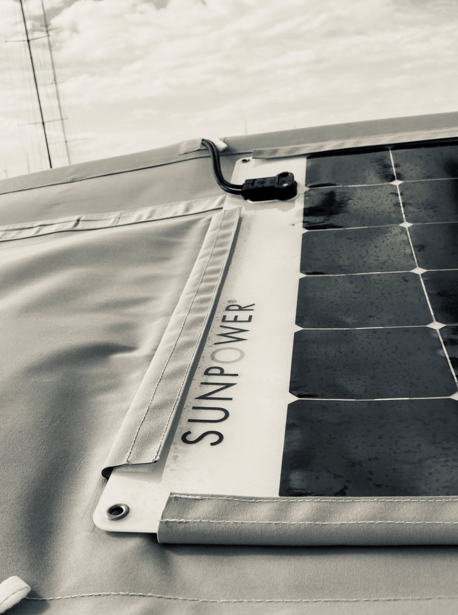 sunpoweredyacht's tweet photo. Beautiful work by All Purpose Voilerie, Port Pin Rolland🇫🇷 They recently installed some velcro 'pockets' for 2x170W SunPower flexible solar panels on our bimini @AllPurposefr #SunPower #flexiblesolar #lightweight #sunpoweredyachts https://t.co/lihfYw9UMS