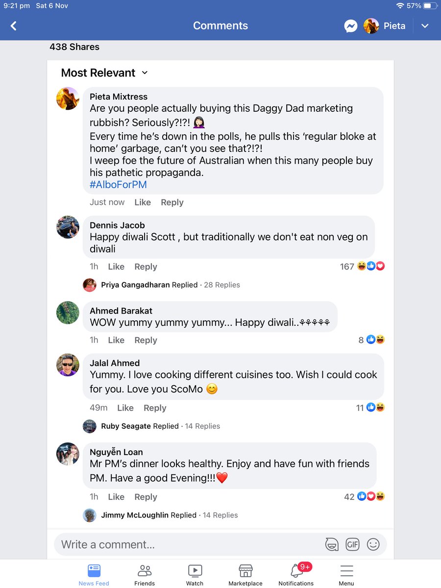 MixtUpMixy's tweet image. Scott motherfucking Morrison is playing #DaggyDad again, in a new episode of #CurryNight 🤦🏻‍♀️

The sycophantic comments make me gag 😒🤢

So I made a comment of my own 😎

#ScottyfromMarketing #ScottyFromPhotoOps #VoteThemAllOut #Morrison #AlboForPM #auspol #Australia