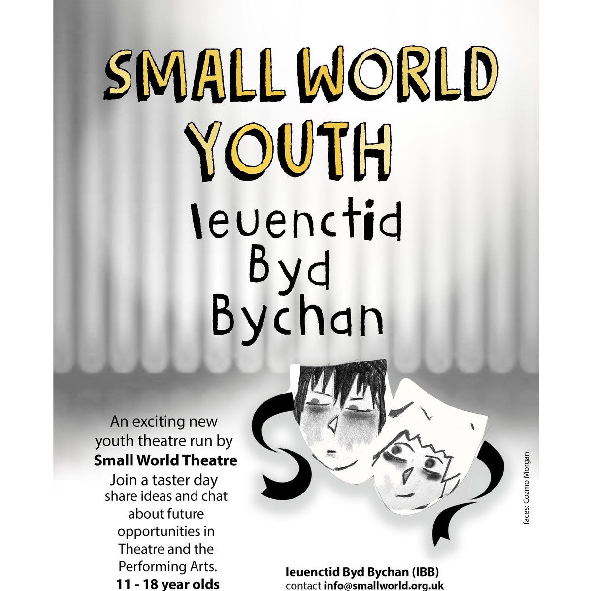 JOIN IEUENCTID BYD BYCHAN! Opportunity to join @theatrbydbychan youth theatre group beginning with 3 new taster sessions on Tuesdays 4:30-6pm, 9/11, 23/11, 7/12 (free). Time to make future plans! Details smallworld.org.uk/home/ieuenctid… @CliveBronydd @Celf_Cymru #theatre_IBB #youththeatre